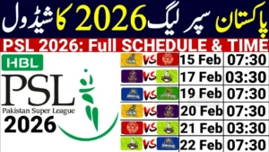 PSL 2026 Match Schedule